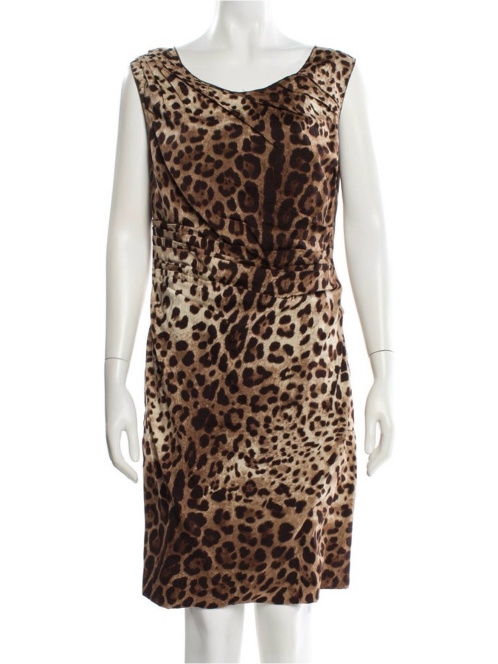 Dolce&Gabbana silk Leopard Print Sleeveless Sheath Dress - Brown IT 46 - Picture 6 of 14